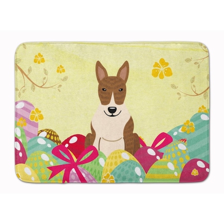 Carolines Treasures Easter Eggs Bull Terrier Brindle Machine Washable Memory Foam Mat BB6137RUG